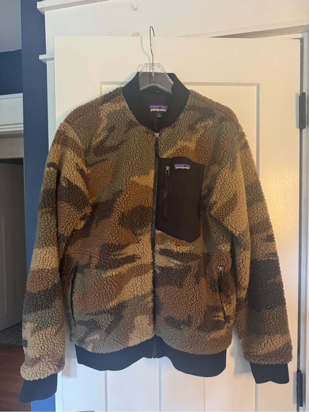 Patagonia Men’s M Camo High Pile Fleece Bomber Jacket Retro Camo Full Zip
